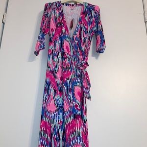 NWT Lilly Pulitzer Maxi wrap dress with sleeves